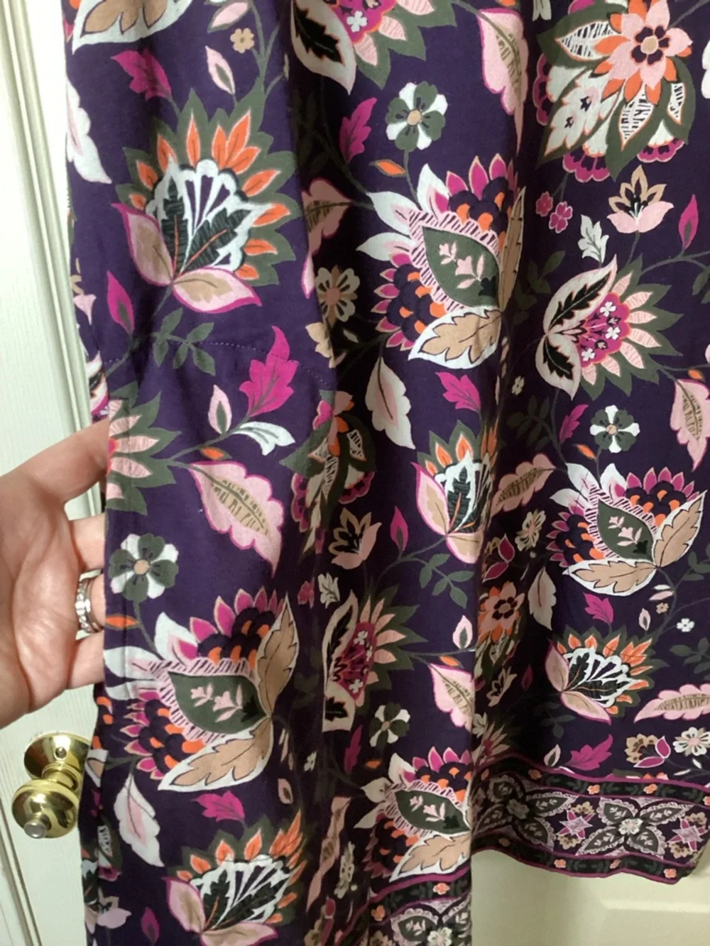Lands' End Purple Floral Sleeveless Shift Dress with Pink & Cream Accents - XS